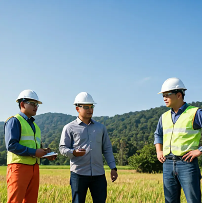 Ingenieros de campo en el sitio